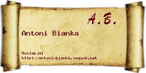 Antoni Bianka névjegykártya